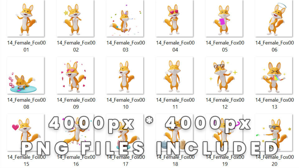 High-resolution PNG files include 3D cartoon animals, making them usable in Figma, Photoshop, Premiere Pro, Sketch, Powerpoint, etc.