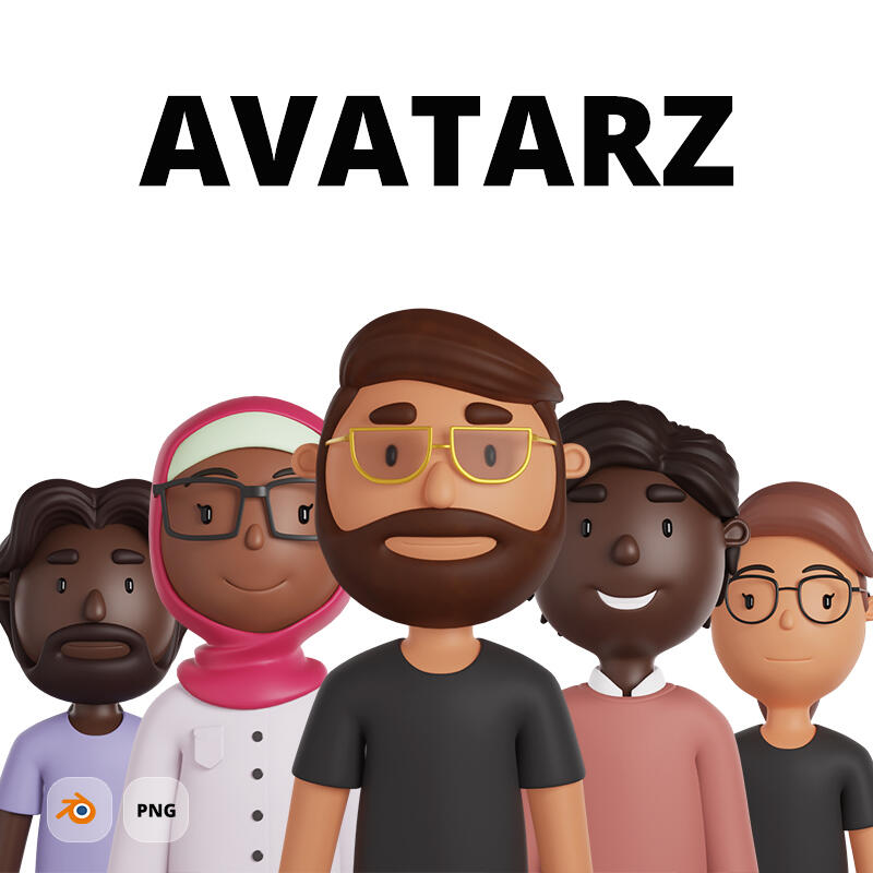 AVATARZ - 8 000+ combinations of upper-body 3D cartoon avatars out of the box. Blender Generator included. Step by step tutorial on how to customize avatars included.